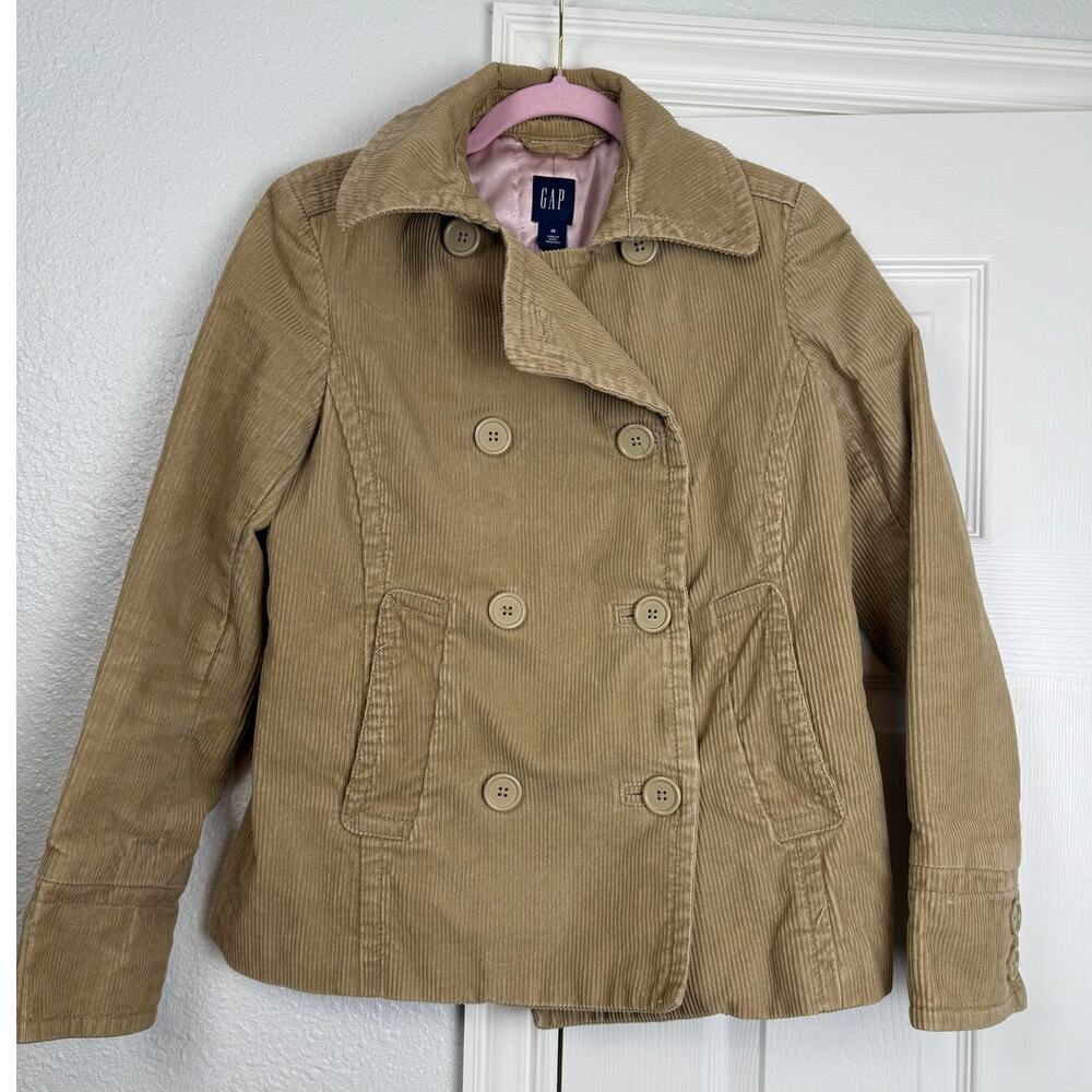 GAP Tan Corduroy Double Breasted Jacket Peacoat Style Women’s M